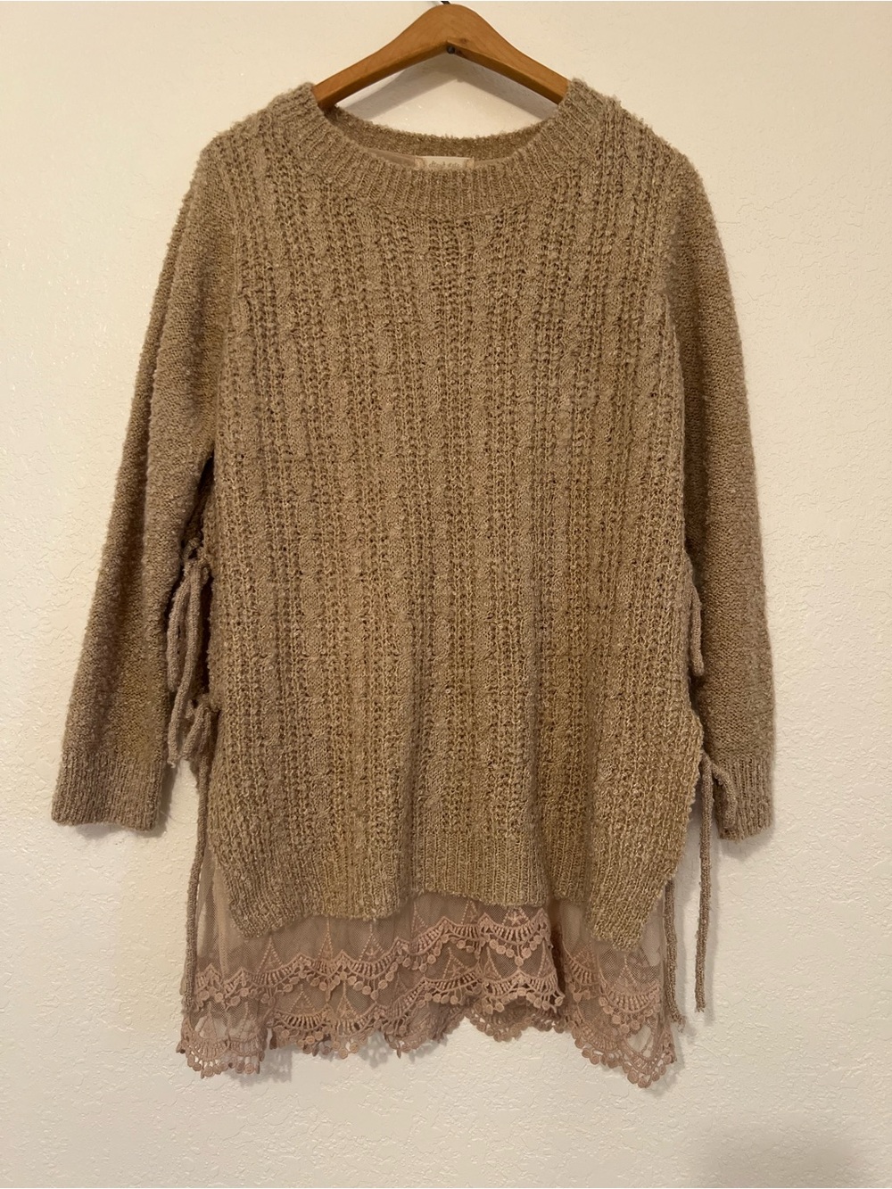Altar'd State Beige Boho Knit Tunic Sweater (M) - Picture 2 of 15